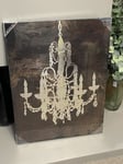 Bronze Chandelier Foil Printed Canvas Wall Art Hanging Picture 80x 60cm RRP £49