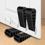 Cale Porte Sol Caoutchouc Robuste, Lot De 4 Durables Blocs Porte Antidérapante Bloque Arret De Porte Hauteur Reglable Door Stopper Adaptée À La Plupart Des Sols Et Des Portes (Noir)