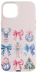 iPhone 15 Plus Coquette Blue & Pink Christmas Nutcracker Soft Girl Bow Case