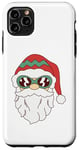 Coque pour iPhone 11 Pro Max Lunettes de soleil visage de Père Noël barbe et chapeau de Noël drôle