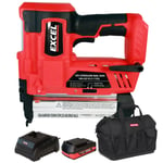 Excel 18V 2nd Fix Brad Nailer Stapler Nail Gun + 1 x 2.0Ah Battery Charger & Bag