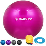 TOMSHOO Exercise Ball, Anti-Burst Gym Ball Yoga Ball With Air Pump Thickened Fitness Ball for Fitness, Pilates, Stability Balance for Physical Fitness, 45cm 55cm 65cm 75cm