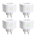 Meross Prise Connectée (Type F), Lot de 4 Prises WiFi 16A Compatible avec Alexa et Google Home, Suivi de Consommation d'Énergie pour Panneau Photovoltaïque, Commande Vocale et Contrôle à Distance