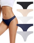 VOENXE String Tanga Femme sans Couture,Invisible Culotte Taille Basse,Seamless Slip Femme,Sport Women Thong Underwear Microfibre,sous-vêtements Multipack Bresilien,Confortable Panties Lot de 5