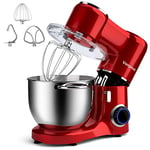 Vospeed Stand Mixer 1500W 8L Cake Mixer Electric Kitchen Food Mixer with Stainless Steel Bowl, Beater, Dough Hook, Whisk for Baking, Dishwasher Safe (Red)