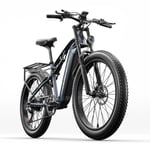 Shengmilo fullfjädrad elcykel MX05 1000W motor 48V 17,5AH batteri 90KM räckvidd cykel mountainbike 26-tums fatbike, grå grey