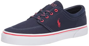 Polo Ralph Lauren Homme Faxon X Suede-Trim Canvas Sneaker Basket, Newport Navy Rl200 Rouge PP, 42.5 EU