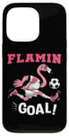 Coque pour iPhone 13 Pro Flamant rose jouant au football FLA MIN