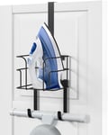 Durable Over Door/Wall Mount Ironing Board Hanger, Laundry Storage Holder, Black