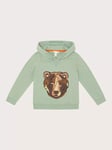 Monsoon Kids' Bear Graphic Cotton Hoodie, Green