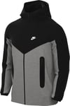 Nike Hooded Full Zip Ls Top M NK TCH FLC Fz WR Hoodie, DK Grey Heather/Black/White, FB7921-064, XS