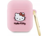 Apple Airpods Hello Kitty Silikon 3D Kitty Head (Hka23dkhsp) Hörlursfodral Rosa