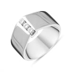 18ct White Gold 0.20ct Diamond Wide Pointed Band Ring