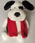 Jellycat Bashful Winter Puppy Black & White Dog Red Scarf Plush Christmas Gift