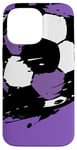 Coque pour iPhone 14 Pro Max Maillot de match de football avec ballon de football violet et blanc