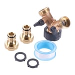 Hicello 2-Way Garden Hose Brass Splitter with Two 3/4" Female Tap Quick Connector, Y-Valve Hose Diverter with Individual Switch, Solid Brass Double Hose Connector Outdoor Tap Connector