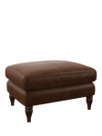 John Lewis Camber Leather Footstool, Dark Leg