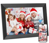 Hesmor 64 Go Cadre Photo numérique Frameo WiFi 10,1", écran Tactile LCD IPS 1280 x 800, Rotation Automatique et Audio, Partage de Photos ou de vidéos Via l'application Frameo n'importe oùn, Noir