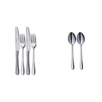 MasterClass Dinner Knives and Forks (4-Piece Set) & Stainless Steel Dessert Spoons, 18 cm (7") (Set of 2)