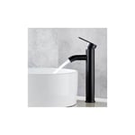 Robinet Salle Bain Cascade Noir Mat, Mitigeur Lavabo Cascade Haut, Robinet Lavabo avec bec Hauteur, Robinetterie Vasque à Poser Carré en Laiton, Eau