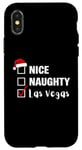 Coque pour iPhone X/XS Nice Naughty Las Vegas - Père Noël amusant jeu de Noël