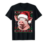 Pig Santa Hat Ugly Christmas Funny Holiday Pig Lover T-Shirt