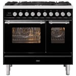 Ilve PD096WE3BK 90cm Roma Dual Fuel Twin Oven Range Cooker In Gloss Black