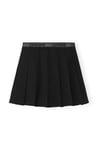 Light Twill Pleated Mini Skirt - Black