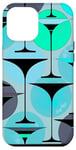 Coque pour iPhone 12 Pro Max Martinis inspiré des années 50 gris bleu et turquoise