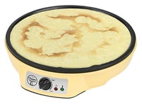 Bestron Crêpière electrique, machine a crepe pour crêpes de Ø 30 cm, incluant un répartiteur de pâte et une spatule à crêpes, avec revêtement antiadhésif, 1000 watts, couleur: Jaune
