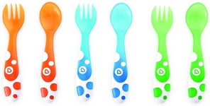 Munchkin Multi-Coloured Forks and Spoons Set of 6, Multi-Coloured, (Pack of 6) u