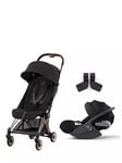 Cybex COYA Compact Pushchair & Cloud T i-Size Car Seat with Adaptors Bundle, Rose Gold/ Sepia Black