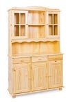 Inter Link - Armoire à vitrine - Armoire de cuisine - Vaisselle - Armoire de salle à manger - Vitrine - Vitrine sur pied - Style maison de campagne - Pin massif - 3 portes - Toscana - Naturel laqué