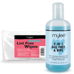 Mylee Kit Nail Prep & Wipe Gel Polish 100 Lint Free Wipes UV LED Gel Soak Off