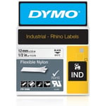 Dymo Rhino Industrial -flexibelt nylonband 12 mm x 3,5 m, svart på vit botten