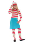 Smiffys Where's Wally Wenda Child Costume, Childrens Red & White Hat, Top, Skirt, Glasses & Tights, Iconic Bobble Hat & Glasses, Perfect for a Themed Parties or World Book Day or Halloween