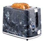 Salter 2-Slice Toaster Marble Black 7 Browning Levels Defrost Reheat Cancel 900W