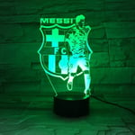 FC Barcelona Messi USB 3D Anime Nattlampa Atmosfärisk LED Bordlampa Julgåvor för fotbollsälskare Dekorativ lampa för barn