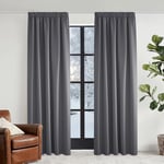 KGORGE Rideau Occultant Thermique - Rideau Isolant UV, Lot de 2 Rideaux Galon Fronceur Draperies Opaque Intérieurs Decoration pour Maison Chambre Fenetre, 140x240 cm, Gris Rideau