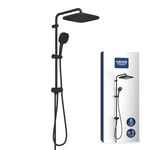 GROHE Vitalio Comfort 250 Flex – Exposed Shower System with Diverter (Square 25 cm Head Shower 2 Sprays, 11 cm Hand Shower 2 Sprays, 2 Shower Hoses: 1.25m & 1.5m, Water Saving), Matt Black, 266982431