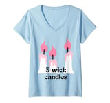 Womens Girls love 3-wick candles black flame candle fant Groovy V-Neck T-Shirt