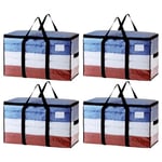 TAILI Sacs de Déménagement Extra-Larges Transparent, 4 PCS Sac Demenagement Robustes avec Couvercle et Fenêtre,Housse Rangement Vetement pour Vêtements,Couette,Literie,Alternatives aux Boîtes