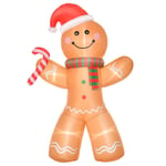 Uppblåsbar Gingerbread Man 2,4M Juldekoration Med Ljus Automatisk Uppblåsning Väderbeständig Polyestertyg Gul 170 X 65 X 240 Cm