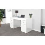 Bureau 2 porteS 2 tiroirs avec plateau coulissant et rangement 130 cm TAVIANO blanc Taille unique