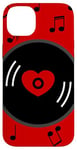 Coque pour iPhone 14 Plus notes de musique disque vinyle album coeur rouge valentines vintage