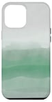 Coque pour iPhone 13 Pro Max Aquarelle verte esthétique, nuages, vagues de l'océan et montagnes