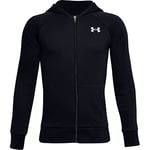 Under Armour Rival Cotton Fz Hoodie Warm-up Top, Boys Black, Black / / Onyx White (001), YSM