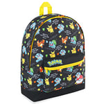 Pokémon Sac à Dos Enfant, Cartable Scolaire Garcon Fille Pikachu Evoli Pokeball (Noir Aop)