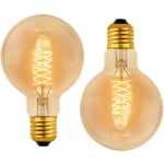 Beijiyi - Ampoule Vintage Globe G80 E27 Dimmable 60W Blanc Chaud 2700K, 600lm, Ampoules de Décoration à Incandescence Rétro E27 Spirale Tungstène