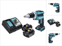 Makita DFS 452 RF Akkukäyttöinen kipsilevyruuvinväännin 18 V + kaksi 3,0 Ah akkua ja laturi